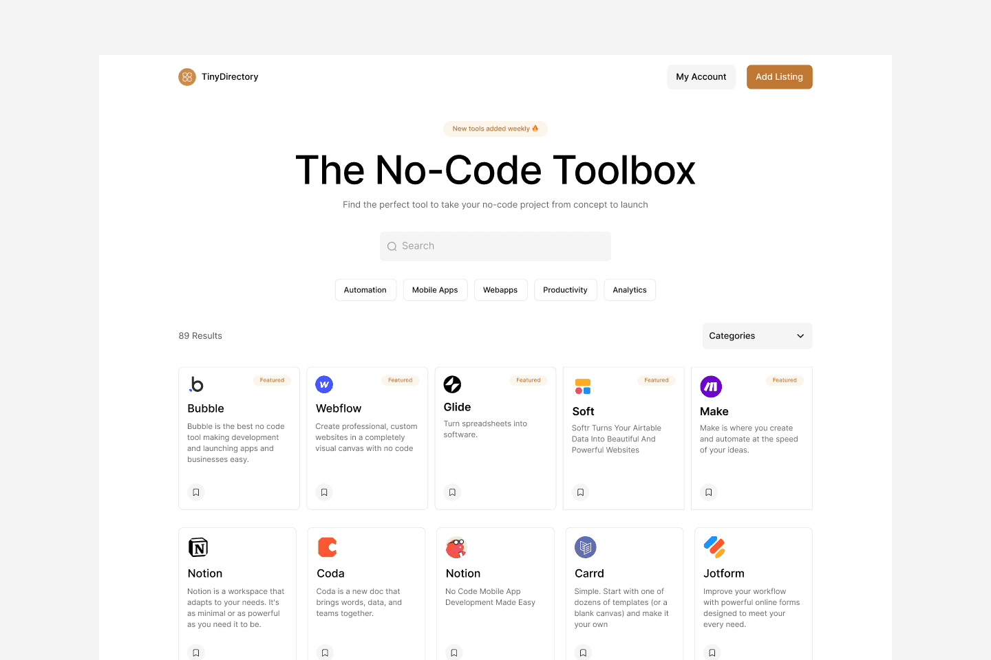 TinyDirectory template preview